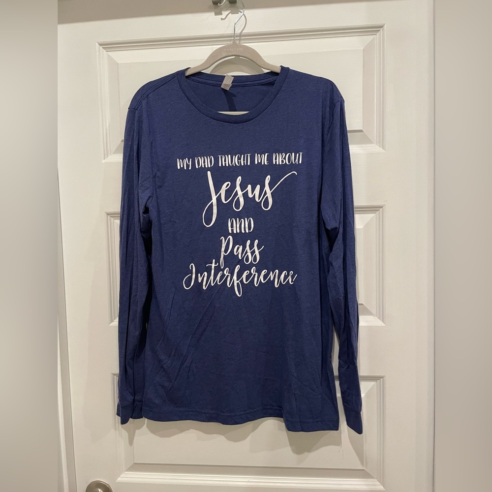 Bella Canvas- Blue Jesus and Football Shirt- Size Large